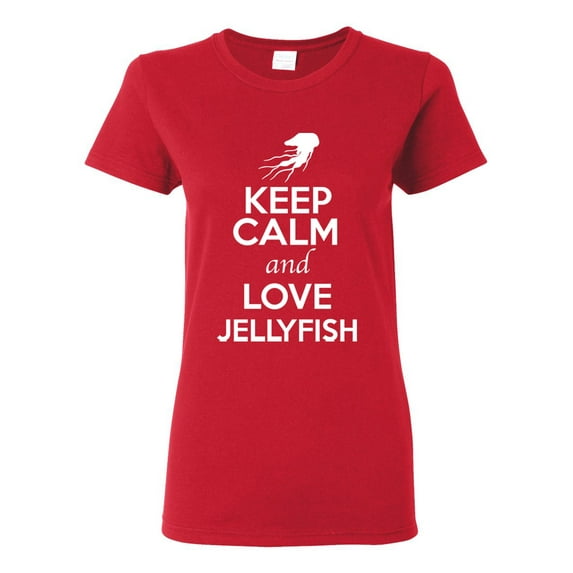 Ladies Keep Calm And Love Jellyfish Jelly Animal Lover T-Shirt Tee