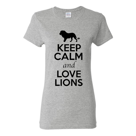 Ladies Keep Calm And Love Lion King Big Cat Animal Lover T-Shirt Tee