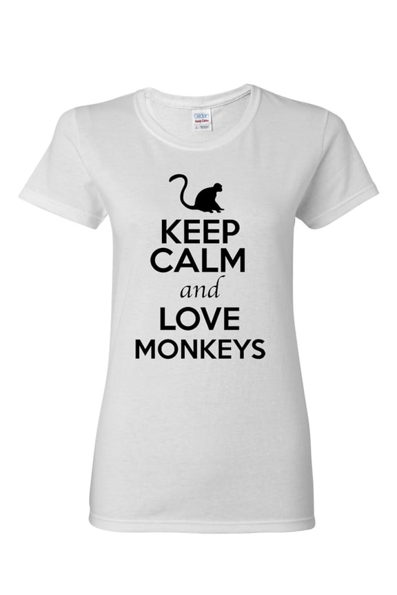 Ladies Keep Calm And Love Monkey Ape Animal Lover T-Shirt Tee
