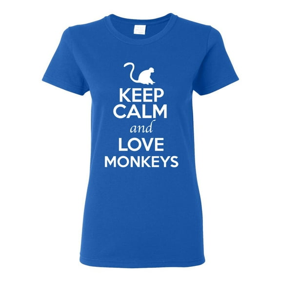 Ladies Keep Calm And Love Monkey Ape Animal Lover T-Shirt Tee