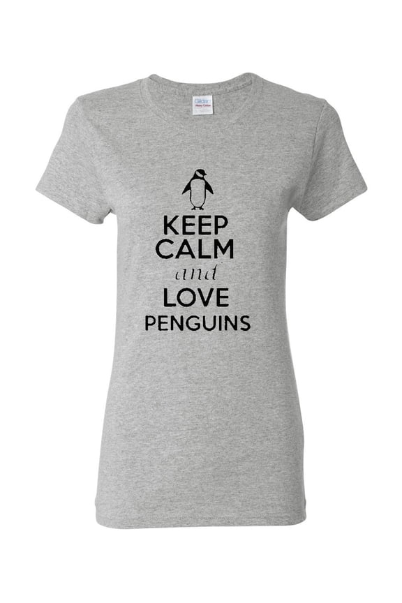 Ladies Keep Calm And Love Penguins T-Shirt Tee