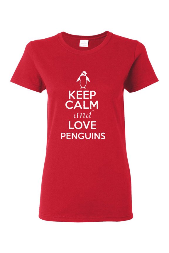 Ladies Keep Calm And Love Penguins T-Shirt Tee