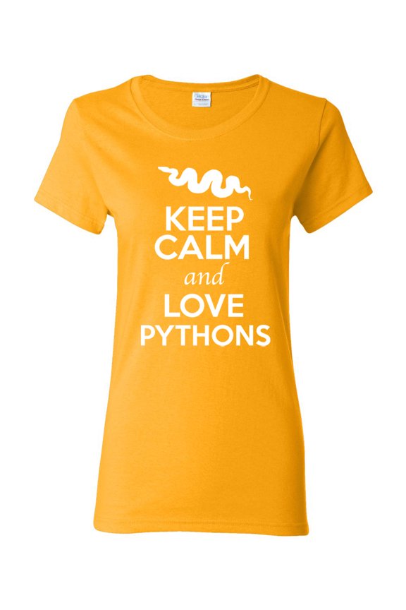 Ladies Keep Calm And Love Pythons Snake Animal Lover T-Shirt Tee