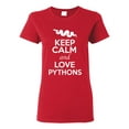 thumbnail image 1 of Ladies Keep Calm And Love Pythons Snake Animal Lover T-Shirt Tee, 1 of 2