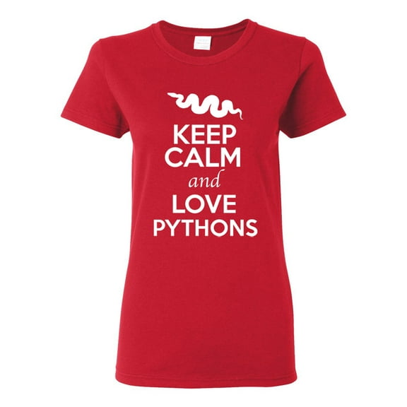Ladies Keep Calm And Love Pythons Snake Animal Lover T-Shirt Tee