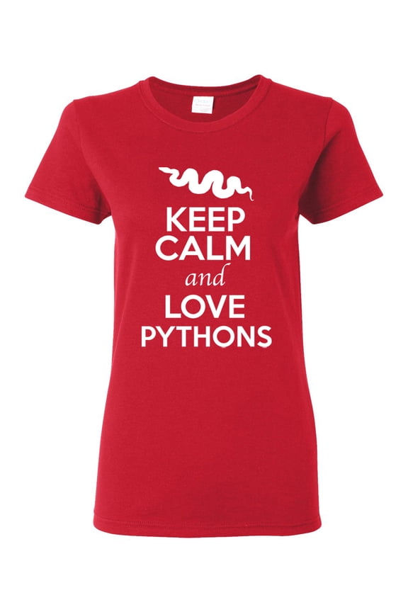 Ladies Keep Calm And Love Pythons Snake Animal Lover T-Shirt Tee