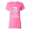 thumbnail image 1 of Ladies Keep Calm And Love Pythons Snake Animal Lover T-Shirt Tee, 1 of 2