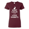 thumbnail image 1 of Ladies Keep Calm And Love Rabbits Bunny Animal Lover T-Shirt Tee, 1 of 2
