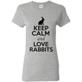 thumbnail image 1 of Ladies Keep Calm And Love Rabbits Bunny Animal Lover T-Shirt Tee, 1 of 2