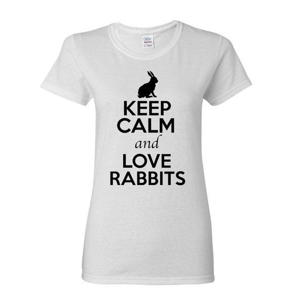 Ladies Keep Calm And Love Rabbits Bunny Animal Lover T-Shirt Tee