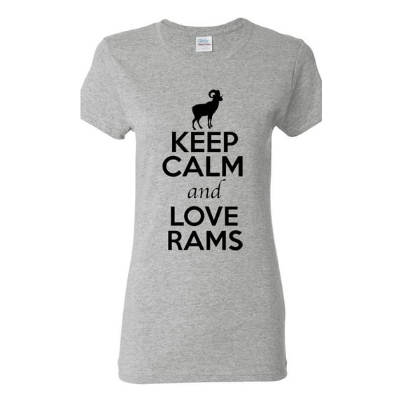 Ladies Keep Calm And Love Rams Farm Animal Lover T-Shirt Tee