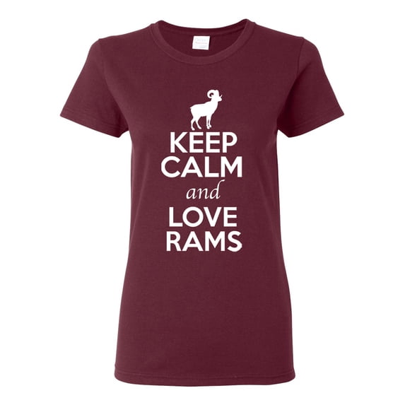 Ladies Keep Calm And Love Rams Farm Animal Lover T-Shirt Tee
