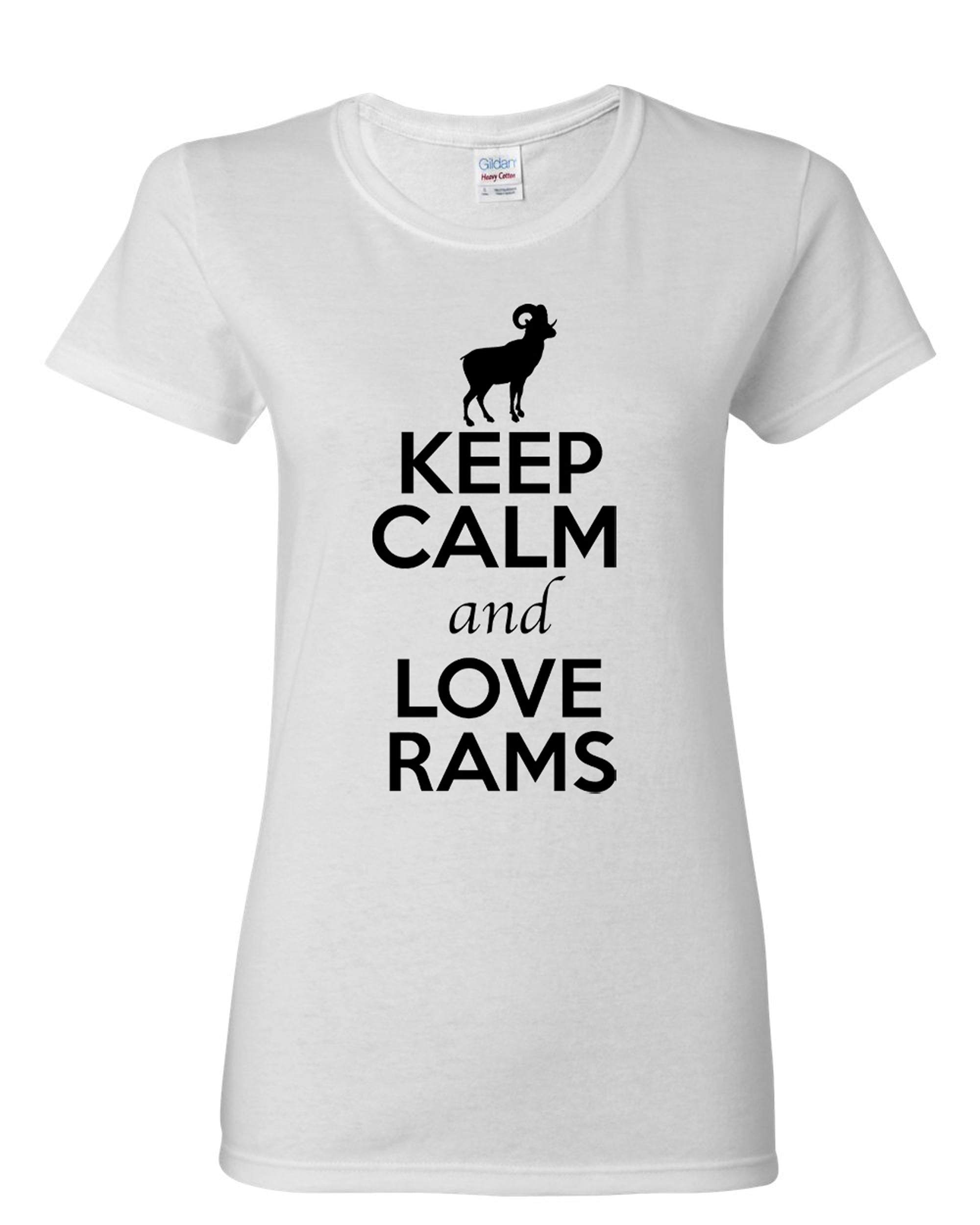 Ladies Keep Calm And Love Rams Farm Animal Lover TShirt Tee