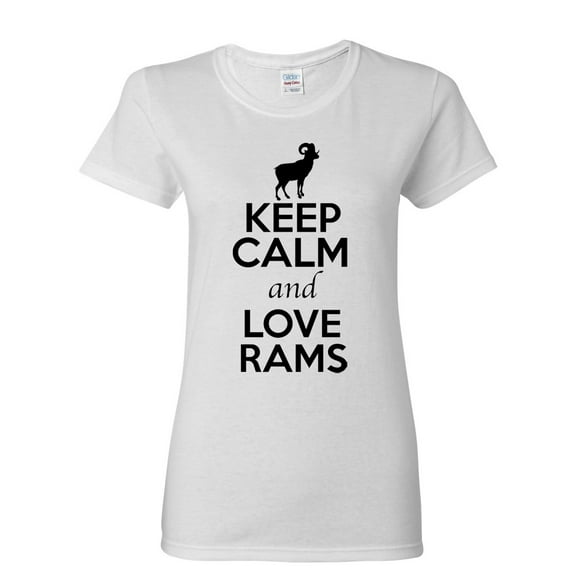 Ladies Keep Calm And Love Rams Farm Animal Lover T-Shirt Tee