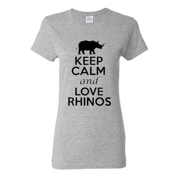 Ladies Keep Calm And Love Rhinos T-Shirt Tee