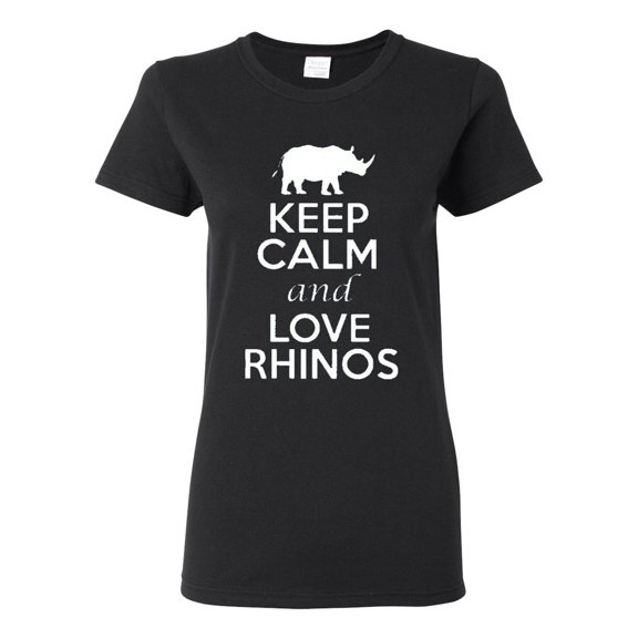 Ladies Keep Calm And Love Rhinos T-Shirt Tee