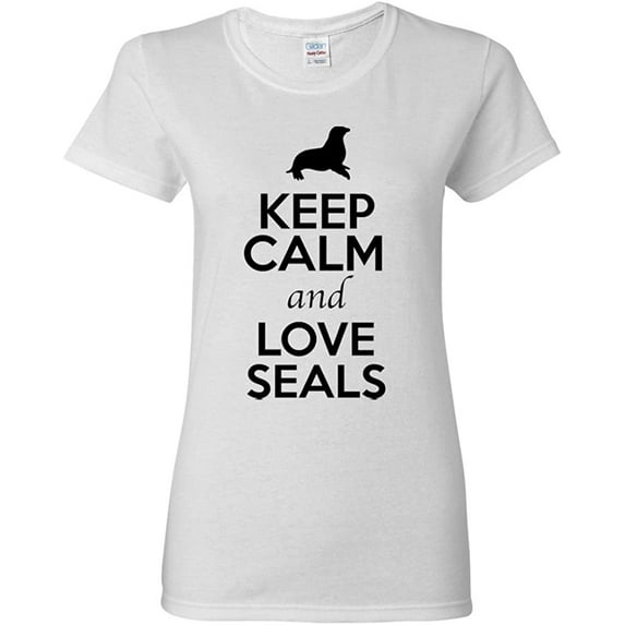 Ladies Keep Calm And Love Seals Sea Lion Animal Lover T-Shirt Tee