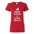 thumbnail image 1 of Ladies Keep Calm And Love Seals Sea Lion Animal Lover T-Shirt Tee, 1 of 2