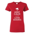 thumbnail image 1 of Ladies Keep Calm And Love Sharks T-Shirt Tee, 1 of 2