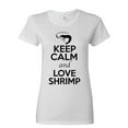 thumbnail image 1 of Ladies Keep Calm And Love Shrimp Prawn Animal Lover T-Shirt Tee, 1 of 2