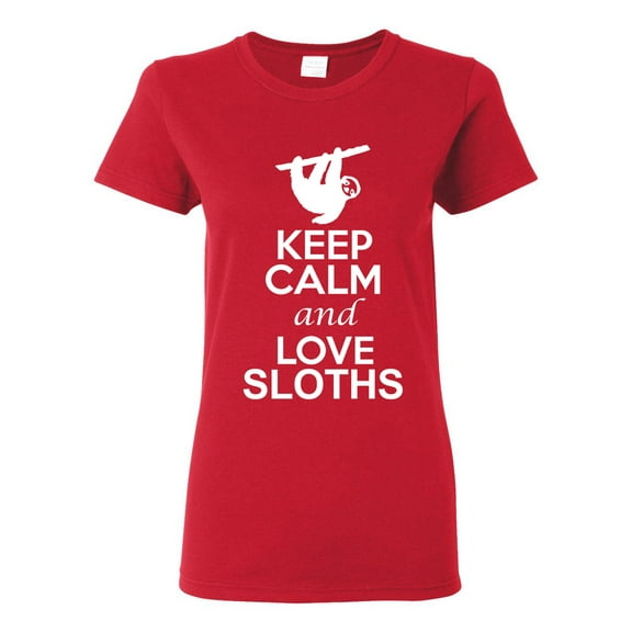 Ladies Keep Calm And Love Sloth Animal Lover DT T-Shirt Tee