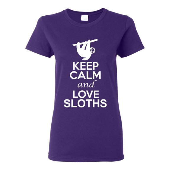 Ladies Keep Calm And Love Sloth Animal Lover DT T-Shirt Tee