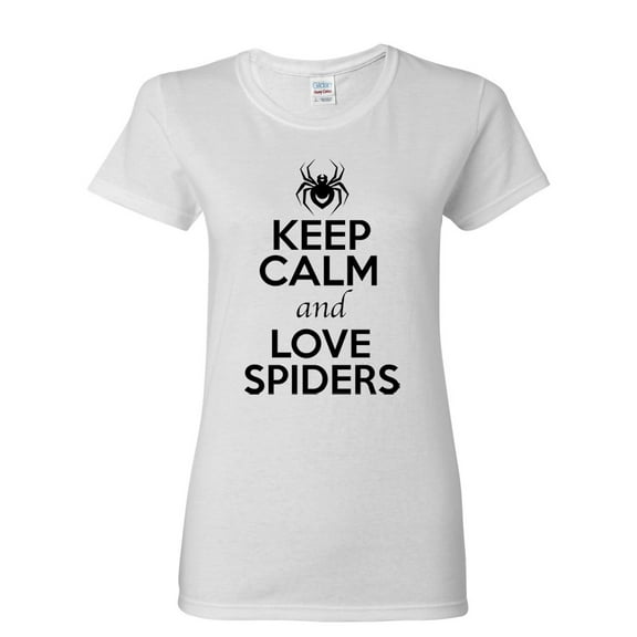 Ladies Keep Calm And Love Spiders Web Insects Lover T-Shirt Tee