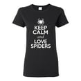 thumbnail image 1 of Ladies Keep Calm And Love Spiders Web Insects Lover T-Shirt Tee, 1 of 2