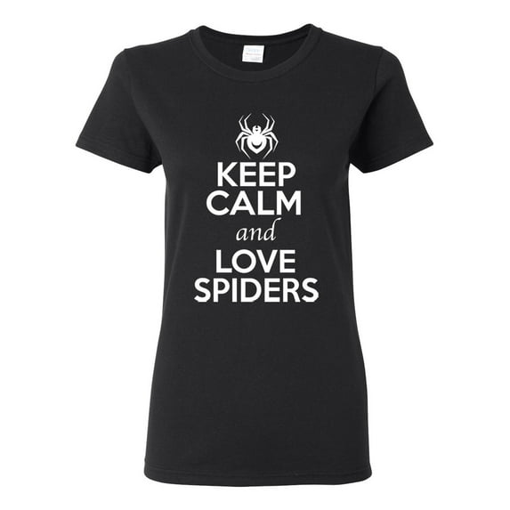 Ladies Keep Calm And Love Spiders Web Insects Lover T-Shirt Tee