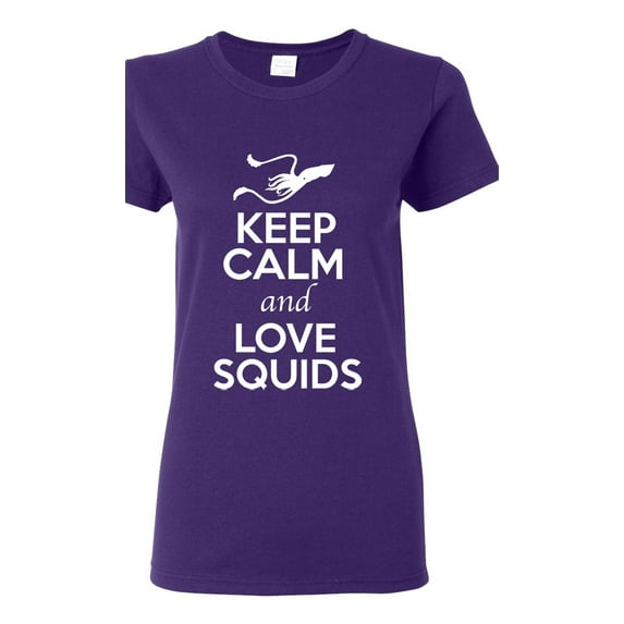 Ladies Keep Calm And Love Squids Cuttlefish Animal Lover T-Shirt Tee