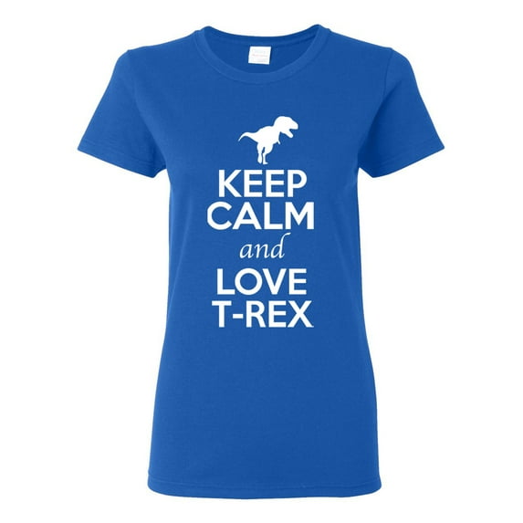 Ladies Keep Calm And Love T-Rex Dinosaur Animal Lover T-Shirt Tee