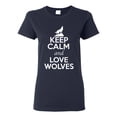 thumbnail image 1 of Ladies Keep Calm And Love Wolves Wolf Animal Lover T-Shirt Tee, 1 of 2