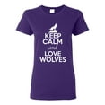 thumbnail image 1 of Ladies Keep Calm And Love Wolves Wolf Animal Lover T-Shirt Tee, 1 of 2