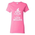 thumbnail image 1 of Ladies Keep Calm And Love Wolves Wolf Animal Lover T-Shirt Tee, 1 of 2