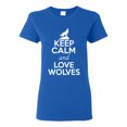 thumbnail image 1 of Ladies Keep Calm And Love Wolves Wolf Animal Lover T-Shirt Tee, 1 of 2