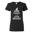 thumbnail image 1 of Ladies Keep Calm And Love Wolves Wolf Animal Lover T-Shirt Tee, 1 of 2