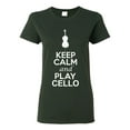 thumbnail image 1 of Ladies Keep Calm And Play Cello Music Lover Musician DT T-Shirt Tee, 1 of 2