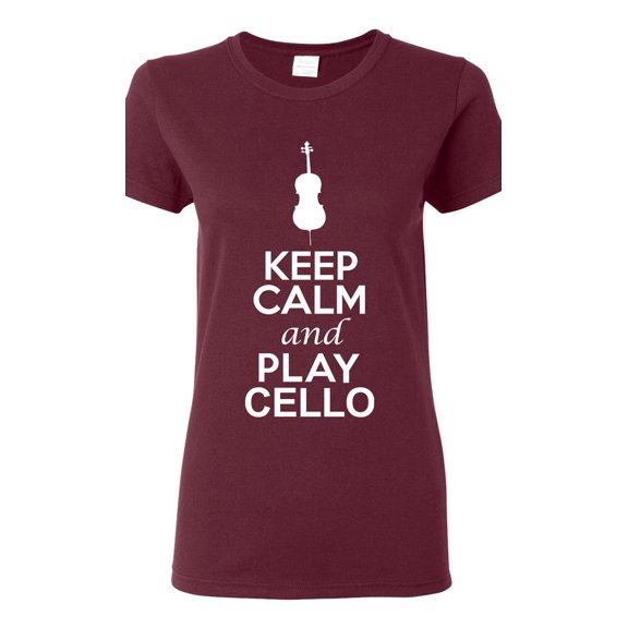 Ladies Keep Calm And Play Cello Music Lover Musician DT T-Shirt Tee
