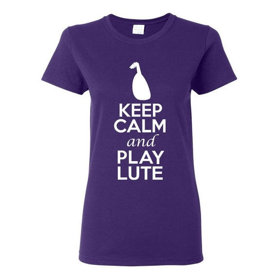 Ladies Keep Calm And Play Lute Music Lover Musician DT T-Shirt Tee