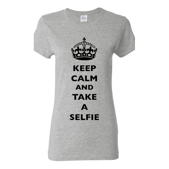Ladies Keep Calm And Take A Selfie Crown Queen Camera Funny DT T-Shirt Tee