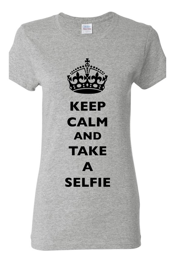 Ladies Keep Calm And Take A Selfie Crown Queen Camera Funny DT T-Shirt Tee