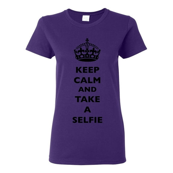 Ladies Keep Calm And Take A Selfie Crown Queen Camera Funny DT T-Shirt Tee