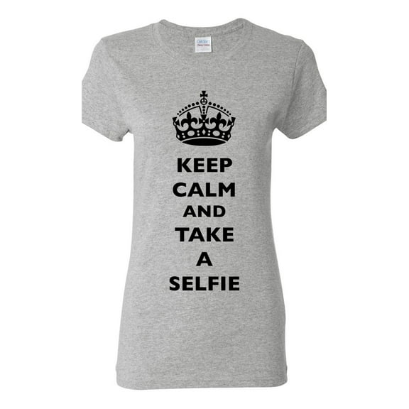 Ladies Keep Calm And Take A Selfie Crown Queen Camera Funny DT T-Shirt Tee