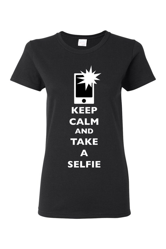 Ladies Keep Calm And Take A Selfie Flash Phone Camera Picture Funny DT T-Shirt Tee