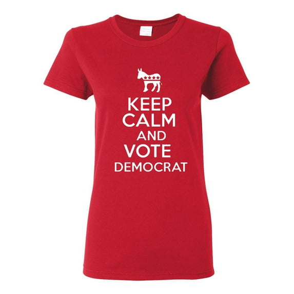 Ladies Keep Calm And Vote Democrat Politics T-Shirt Tee