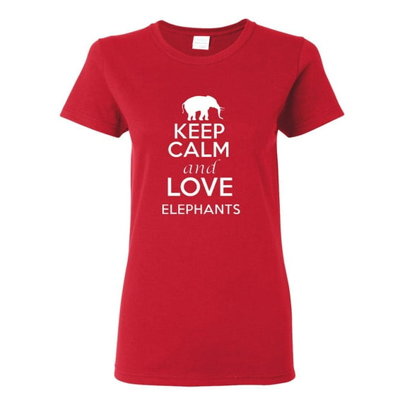 Ladies Keep Calm and Love Elephants T-Shirt Tee