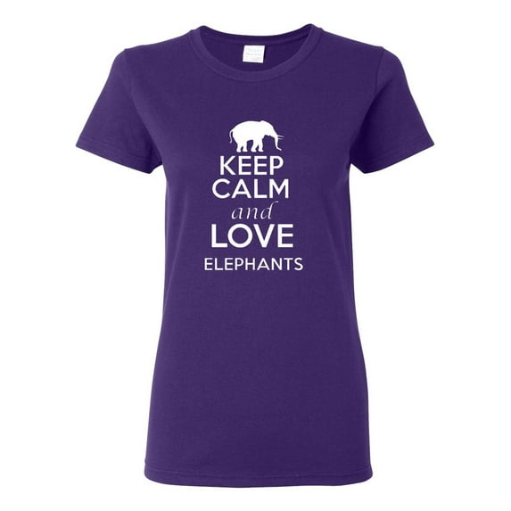 Ladies Keep Calm and Love Elephants T-Shirt Tee