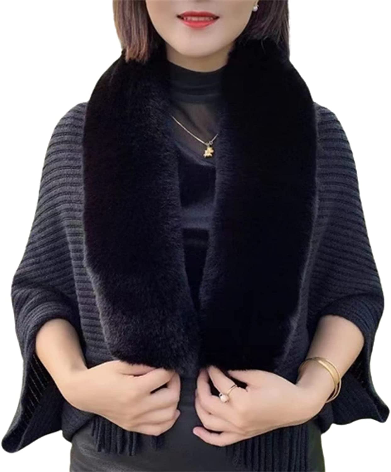 Ladies Knitted Loose Thickened Shawl Autumn Winter Cardigan Knitted Wool Shawl Shawls and Wraps for Evening Dresses