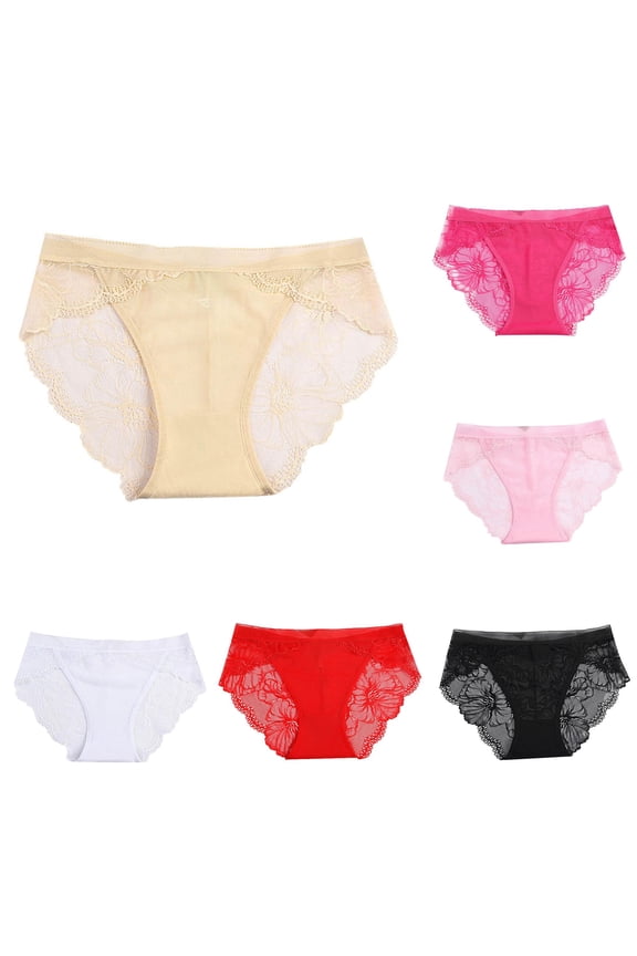 Ladies' Lace Breathable Pure Crotch Lifting Triangle Underwear Seamless Bikini L