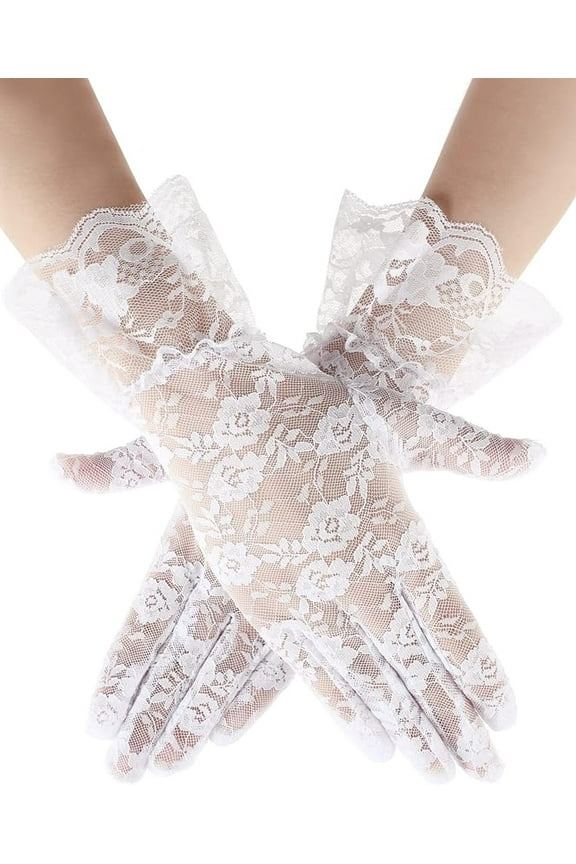 Ladies Lace Gloves, Women Tea Party Gloves, Elegant Short Gloves, Courtesy Gloves for Wedding Dinner Opera Parties